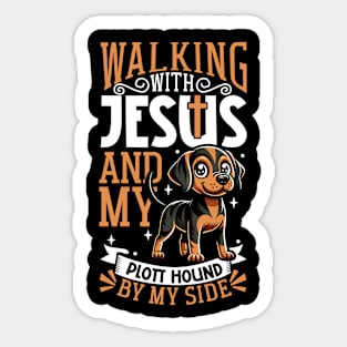 Jesus and dog - Plott Hound Sticker